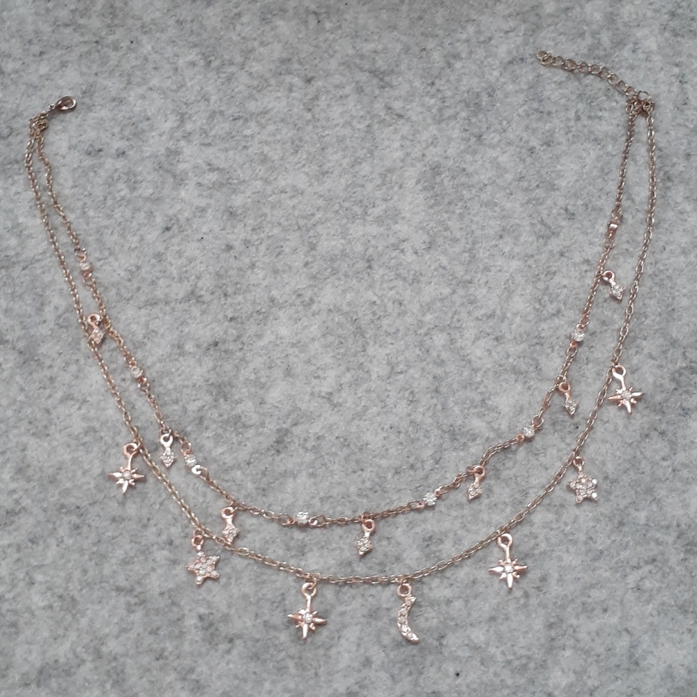 Stars and Sparkles goldtone necklace